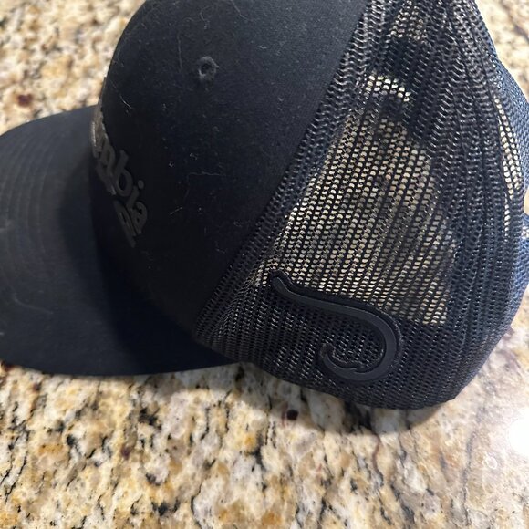 Columbia PFG Mesh Snapback Hat Black Fish Hook Logo Trucker Cap Adjustable - Picture 2 of 4